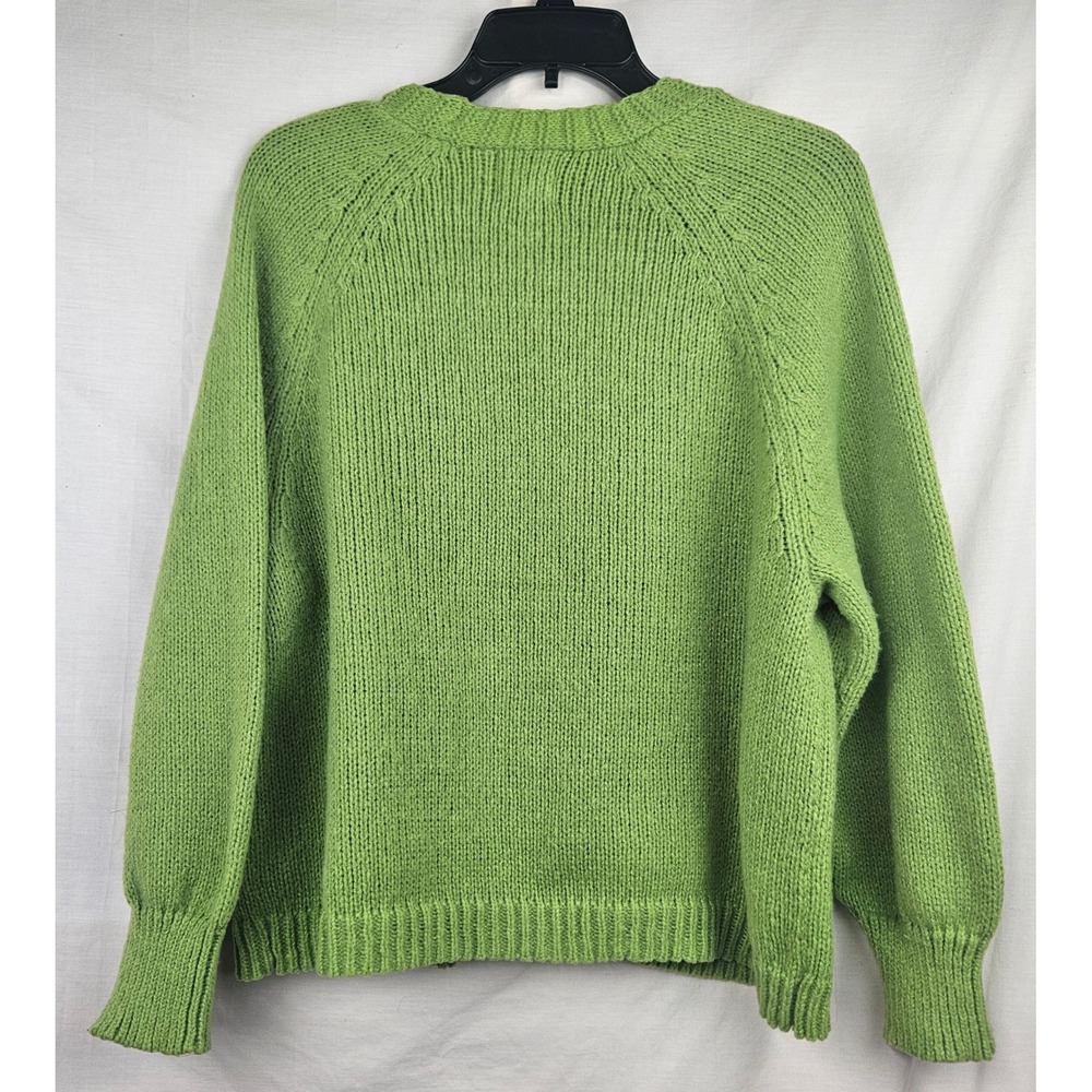 Hippie Rose Womens Lime Green Open Front Chunky Knit Cardigan Sweater Sm - Picture 2 of 5